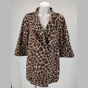 Lilly Pulitzer Giraffe Print Jacket FLAW Pink Lined Resort 100% Cotton Coat 8